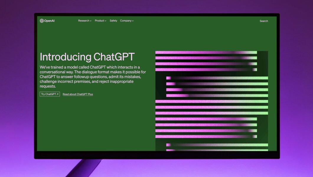 monitor screen showing chatgpt landing page