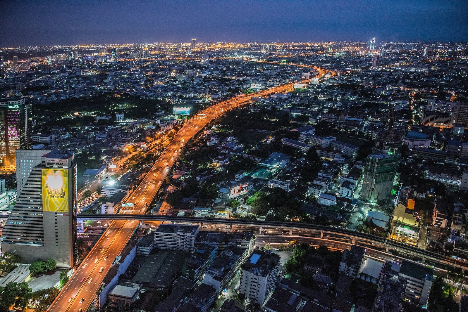 bird s eye view of city during night