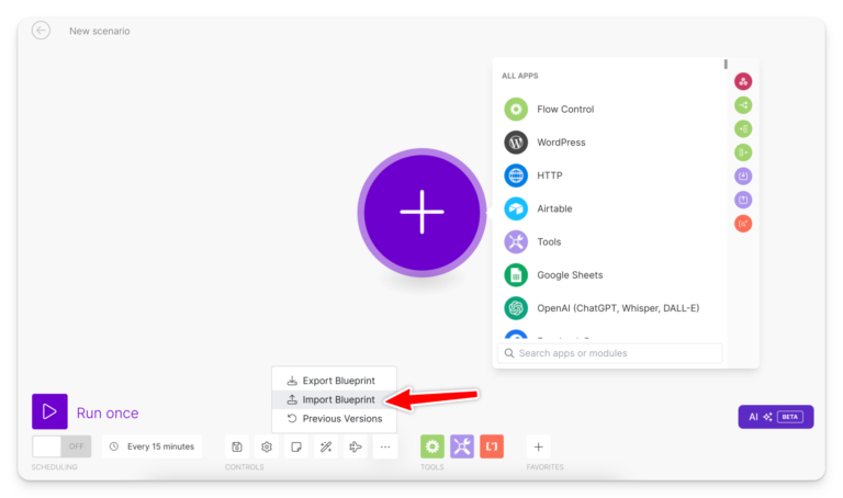 วิธีการ Import Blueprint/Scenario ของ Make.com
