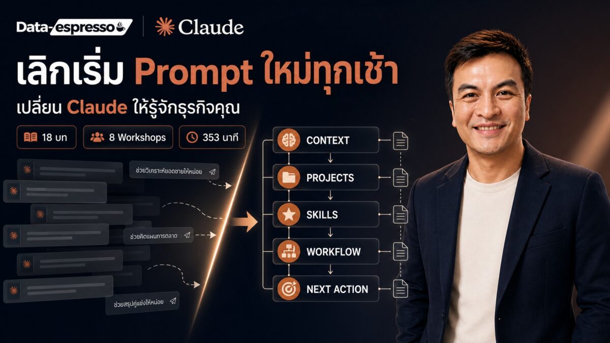 Arty อธิบายการเปลี่ยน Claude จากแชทว่างเป็น Business OS ที่มี Context, Projects, Skills, Workflow และ Next Action